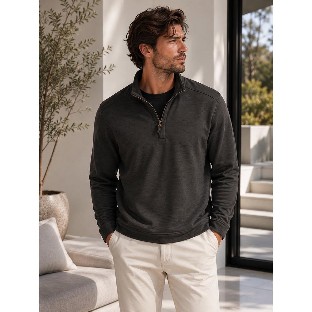 Walter Hagen 11 Majors Mens Quarter Zip Pullover Charcoal Gray Heather Small